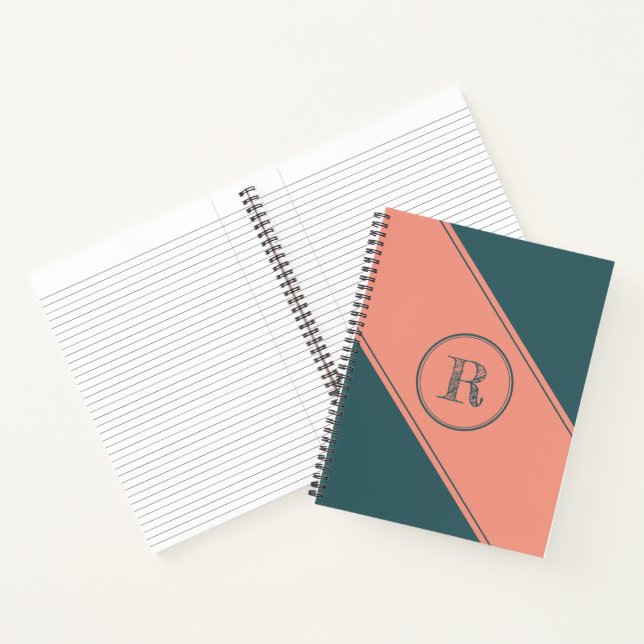Cuaderno Círculo geométrico de monograma de letra ángulo az (Interior)
