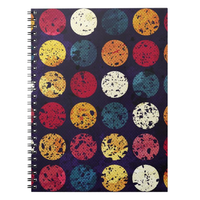 Cuaderno círculo vintage patrón sin costura, abstracto, (Frente)