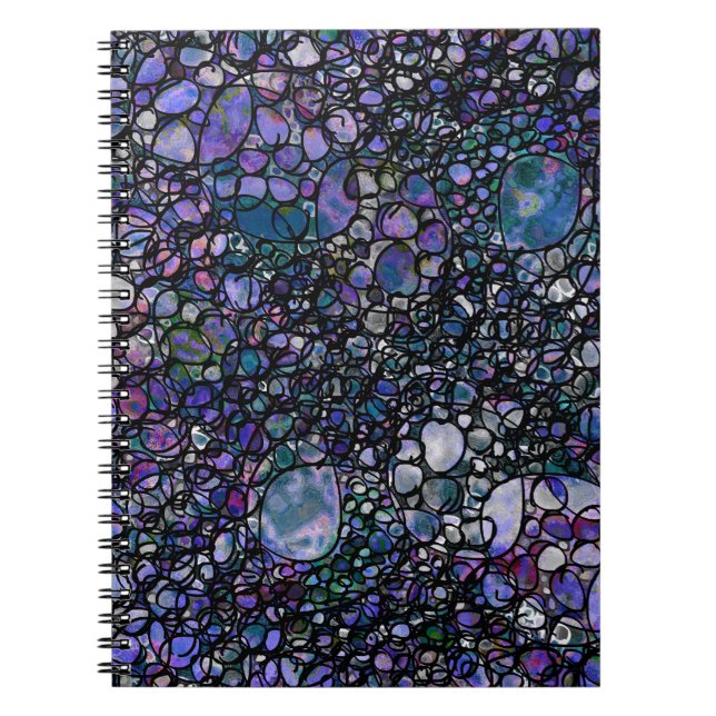 Cuaderno Círculos abstractos dibujados a mano, azul, morado (Frente)