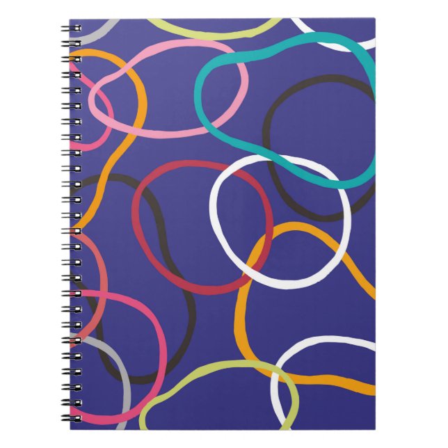 Cuaderno Círculos, bandas abstractas, patrón vintage sin fi (Frente)