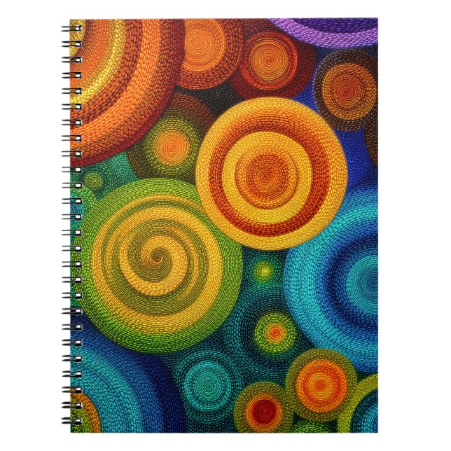 Cuaderno Círculos concéntricos abstractos en multicolor vib (Frente)