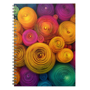 Cuaderno Círculos concéntricos multicolores textura abstrac