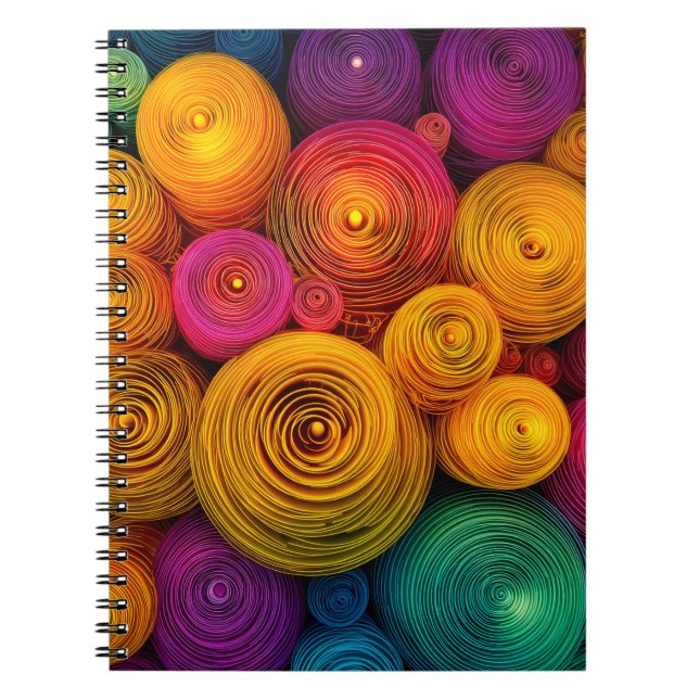 Cuaderno Círculos concéntricos multicolores textura abstrac (Frente)