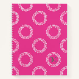 Cuaderno Círculos de clave griega preppy Iniciales de la ma