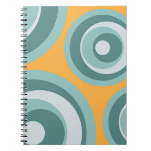 Cuaderno Círculos de estilo retro azul sobre fondo amarillo