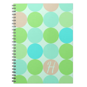 Cuaderno Círculos de Monograma Azul Turquesa y Naranja