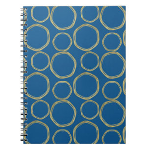 Cuaderno Círculos de oro y moda moderna azul brillante