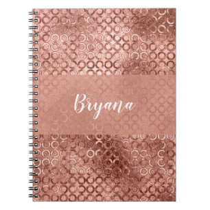 Cuaderno Círculos de Rosa Dorado Brillante Lujo Rosa Brilla