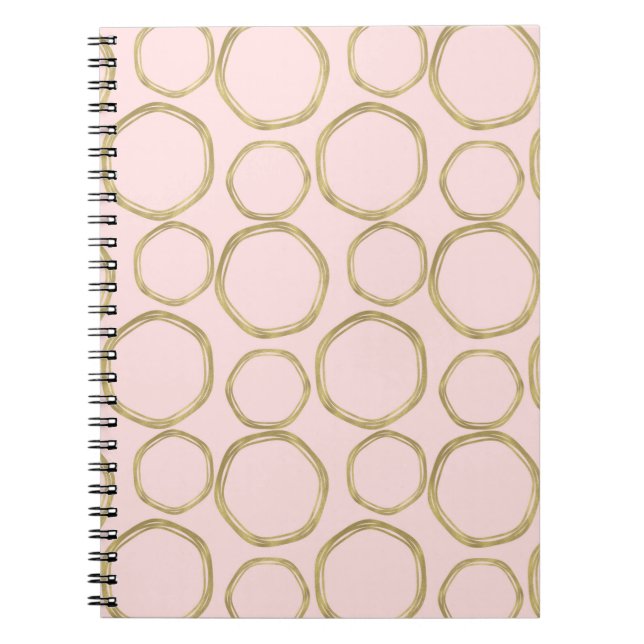 Cuaderno Círculos dorados y moda rosa rosa moderno (Frente)