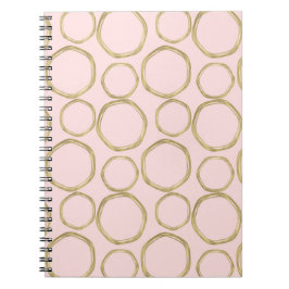Cuaderno Círculos dorados y rosa sonrojado modernos y trend