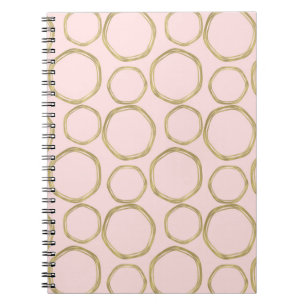 Cuaderno Círculos dorados y rosa sonrojado modernos y trend