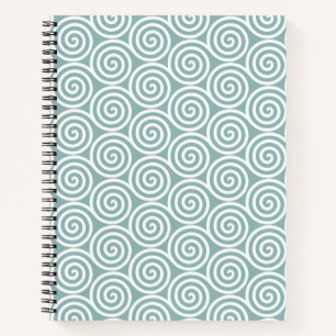 Cuaderno Círculos en espiral abstractos en azul plateado y 