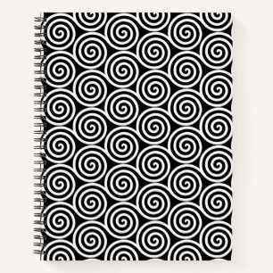 Cuaderno Círculos espirales abstractos en negro y blanco
