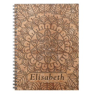 Cuaderno Círculos florales de madera tallada Mandala Person