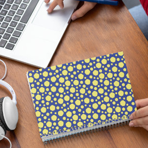 Cuaderno Círculos geométricos amarillos coloridos sobre azu