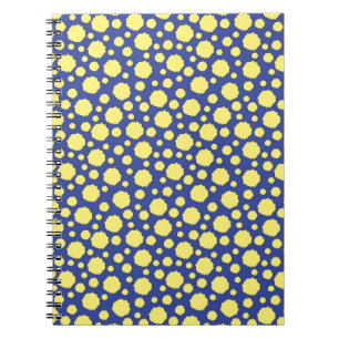Cuaderno Círculos geométricos amarillos coloridos sobre azu