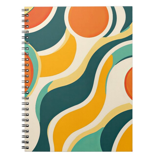 Cuaderno Círculos naranjas y flujos de color (Frente)