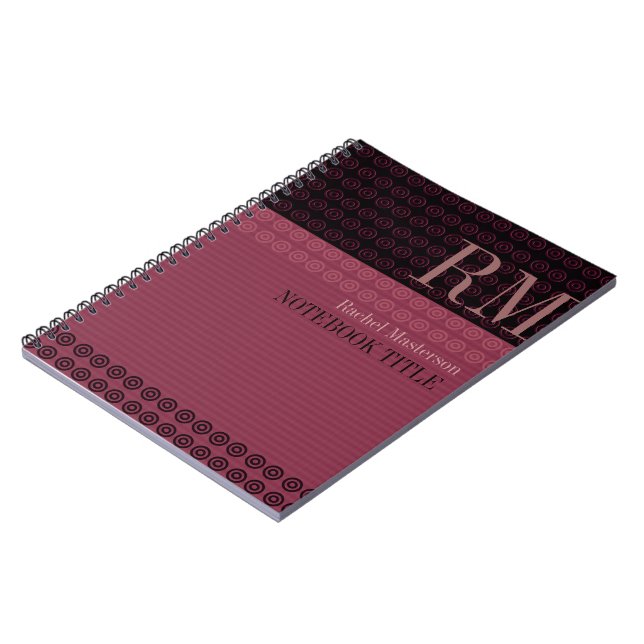 Cuaderno Círculos+Rayas Monograma Estilo Vogue para portáti (Lado Izquierdo)