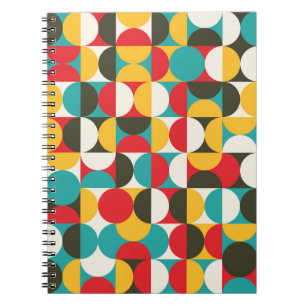 Cuaderno Círculos Retro: Colorido Patrón Hipster.