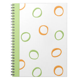 Cuaderno Círculos retro pintados naranja portátil verde