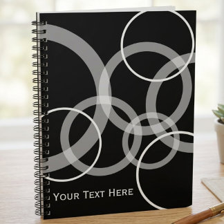 Cuaderno Círculos superpuestos en blanco y negro modernos
