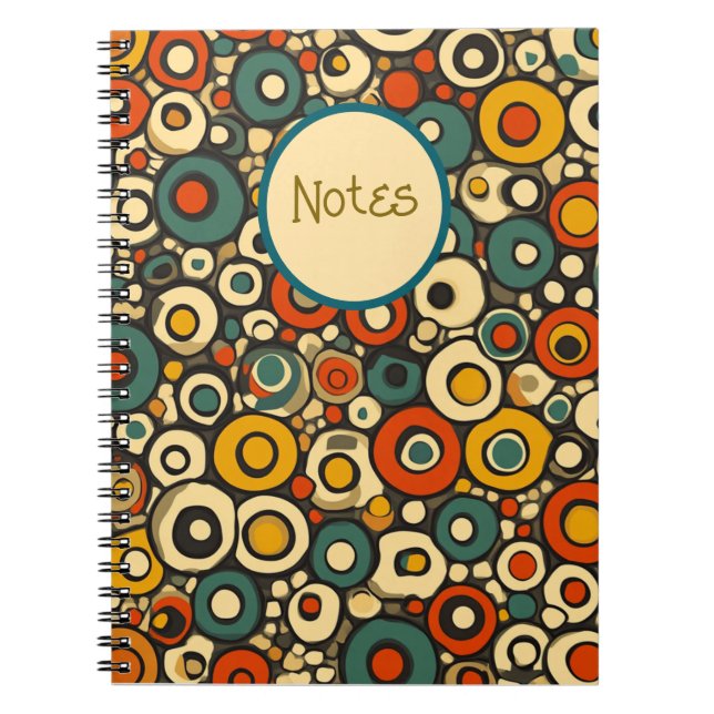 Cuaderno Círculos vibrantes para portátil - Colores retro n (Frente)