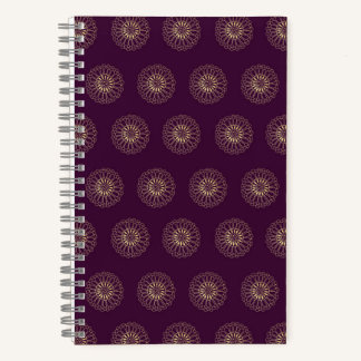 Cuaderno Ciruela | Medallones de Flor de Zinnia Dorada