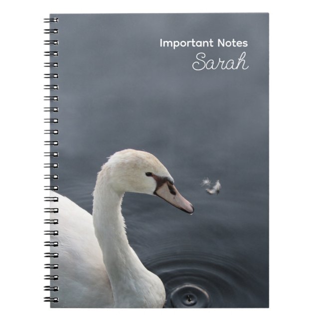 Cuaderno Cisne blanco en portátil personalizado del lago (Frente)