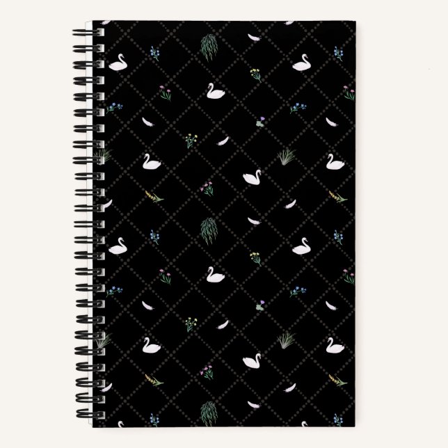 Cuaderno Cisne Floral Negro (Anverso)
