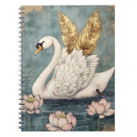 cisne majestuoso con alas doradas flota en el agua