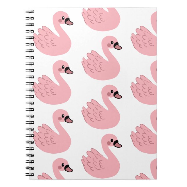 Cuaderno Cisne rosa Kawaii - Personalizado lindo (Frente)