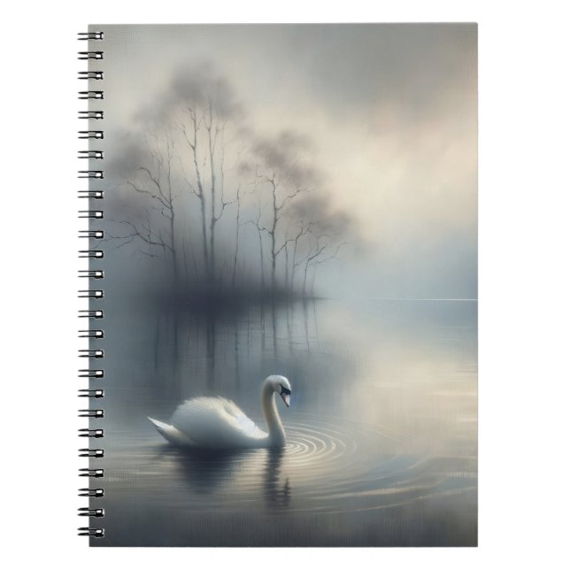 Cuaderno Cisne solitario en lago Misty (Frente)