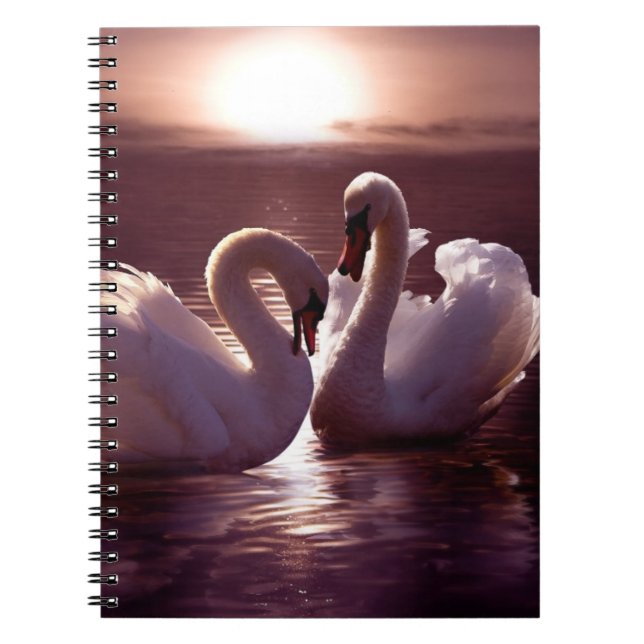 Cuaderno Cisnes cariñosos que forman un corazón (Frente)