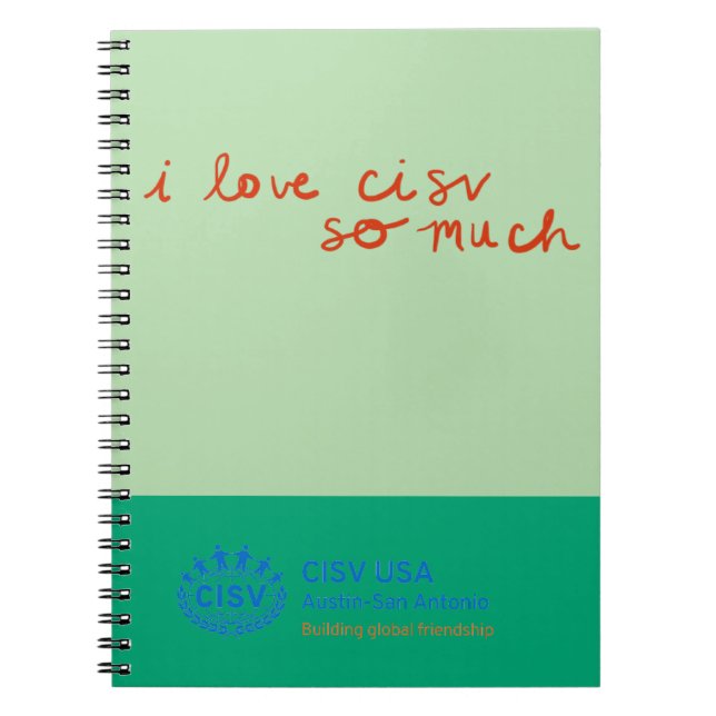 Cuaderno CISV Austin "Amo tanto a CISV". (Frente)