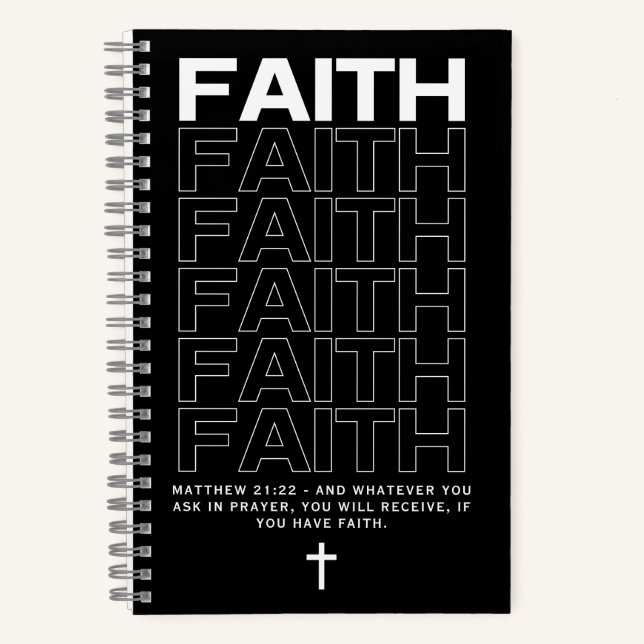 Cuaderno Cita Bíblica Sobre La Fe Mateo 21:22 (Anverso)