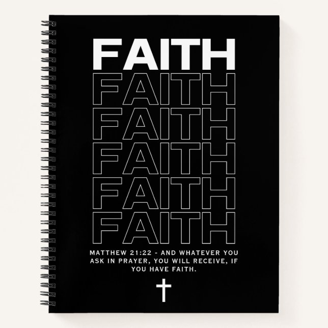 Cuaderno Cita Bíblica Sobre la Fe Mateo 21:22 (Anverso)