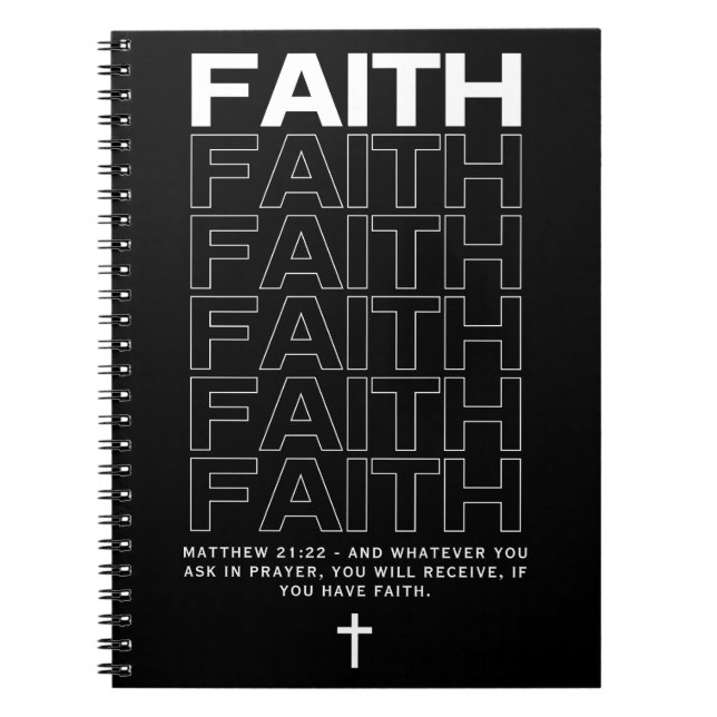 Cuaderno Cita Bíblica Sobre La Fe Mateo 21:22 (Frente)