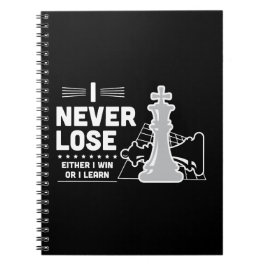 Cuaderno Cita de ajedrez motivacional nunca pierde negro bl