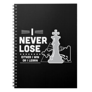 Cuaderno Cita de ajedrez motivacional nunca pierde negro bl