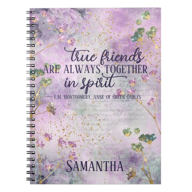 Cuaderno Cita de amistad Glam Moda Floral Amigo nombre de r (Frente)