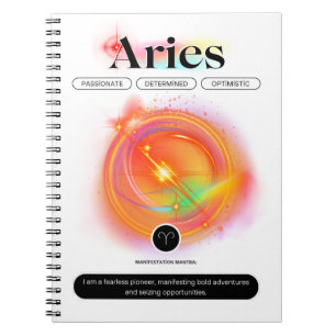 Cuaderno Cita de ARIES de Rótulo Zodiaco moderno Fuego de