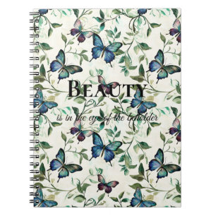 Cuaderno Cita de belleza de mariposas azules de bonito