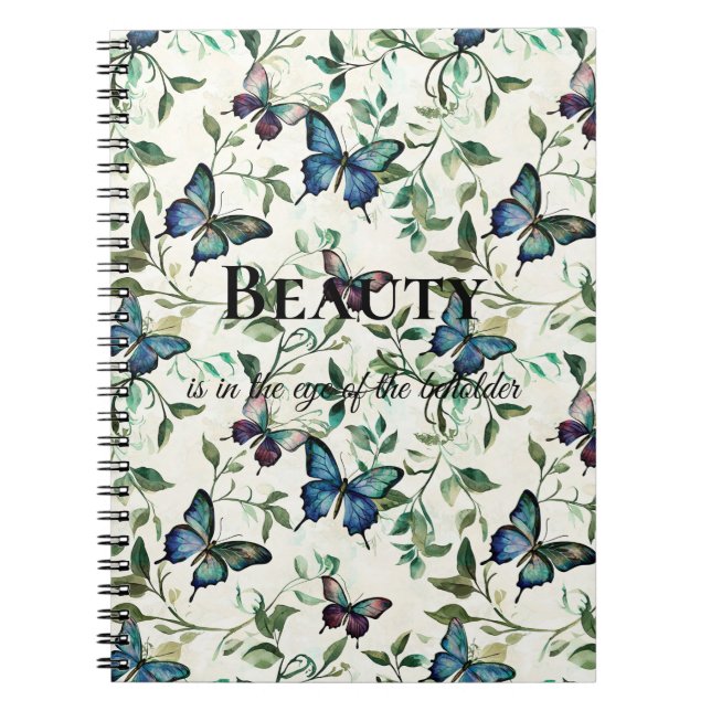 Cuaderno Cita de belleza de mariposas azules de bonito (Frente)