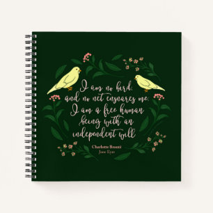 Cuaderno Cita de Carbón Floral Verde Charlotte Bronte Jane
