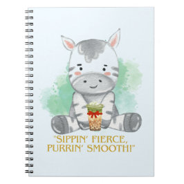 Cuaderno cita de cebra personalizado bebiendo té de bobba