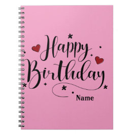 Cuaderno Cita de cumpleaños Feliz Rosa