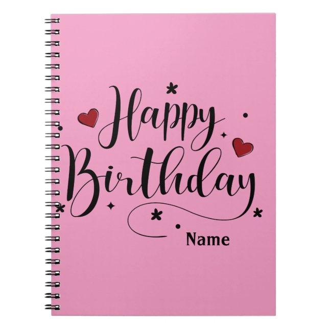 Cuaderno Cita de cumpleaños Feliz Rosa (Frente)