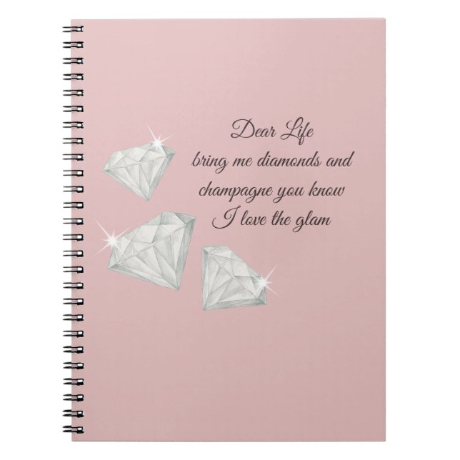 Cuaderno Cita de Diamantes y Champán – Edición Querida Vida (Frente)