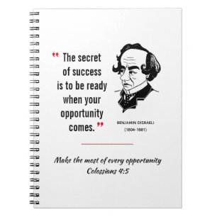 Cuaderno Cita de DISRAELI ÉXITO OPORTUNIDAD Inspirador
