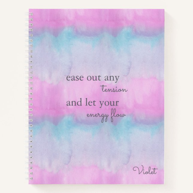 Cuaderno Cita de energía positiva acuarela rosa personaliza (Anverso)